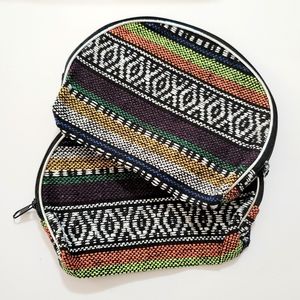 2 x TRIBAL STRIPED FABRIC MAKEUP BAGS
